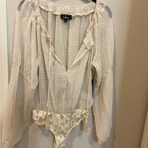Lulu's Ivory Lace Bodysuit